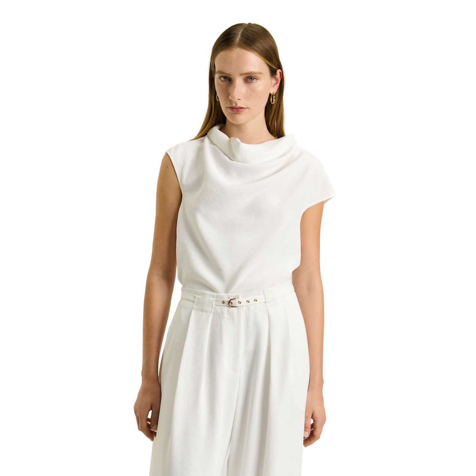 Veronika Maine Drapey Crepe Cowl Neck Top